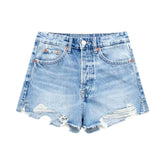 Y2k Damen Distressed Jeansshorts